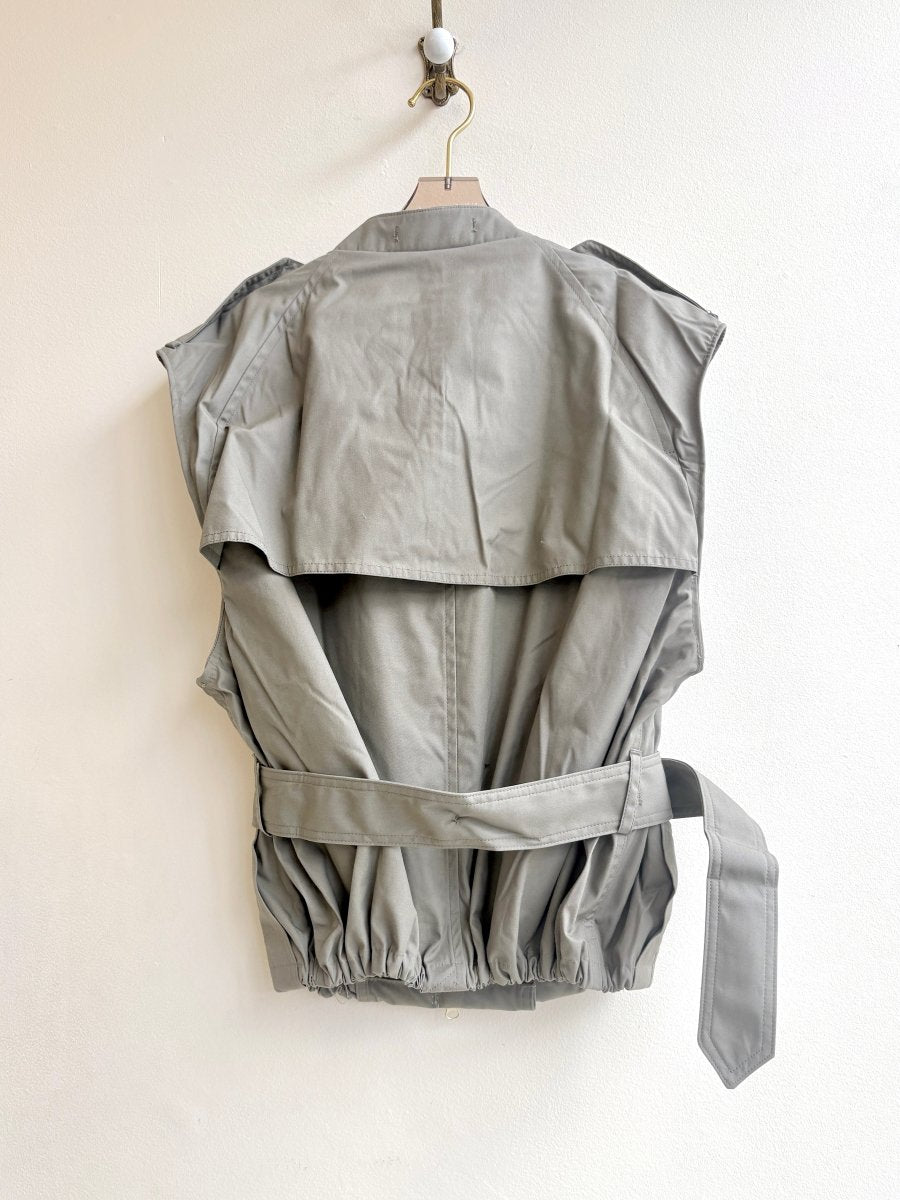 The Trench Vest | Stone Grey w/ Belt and White Zip (Reworked) - Made X Hudson