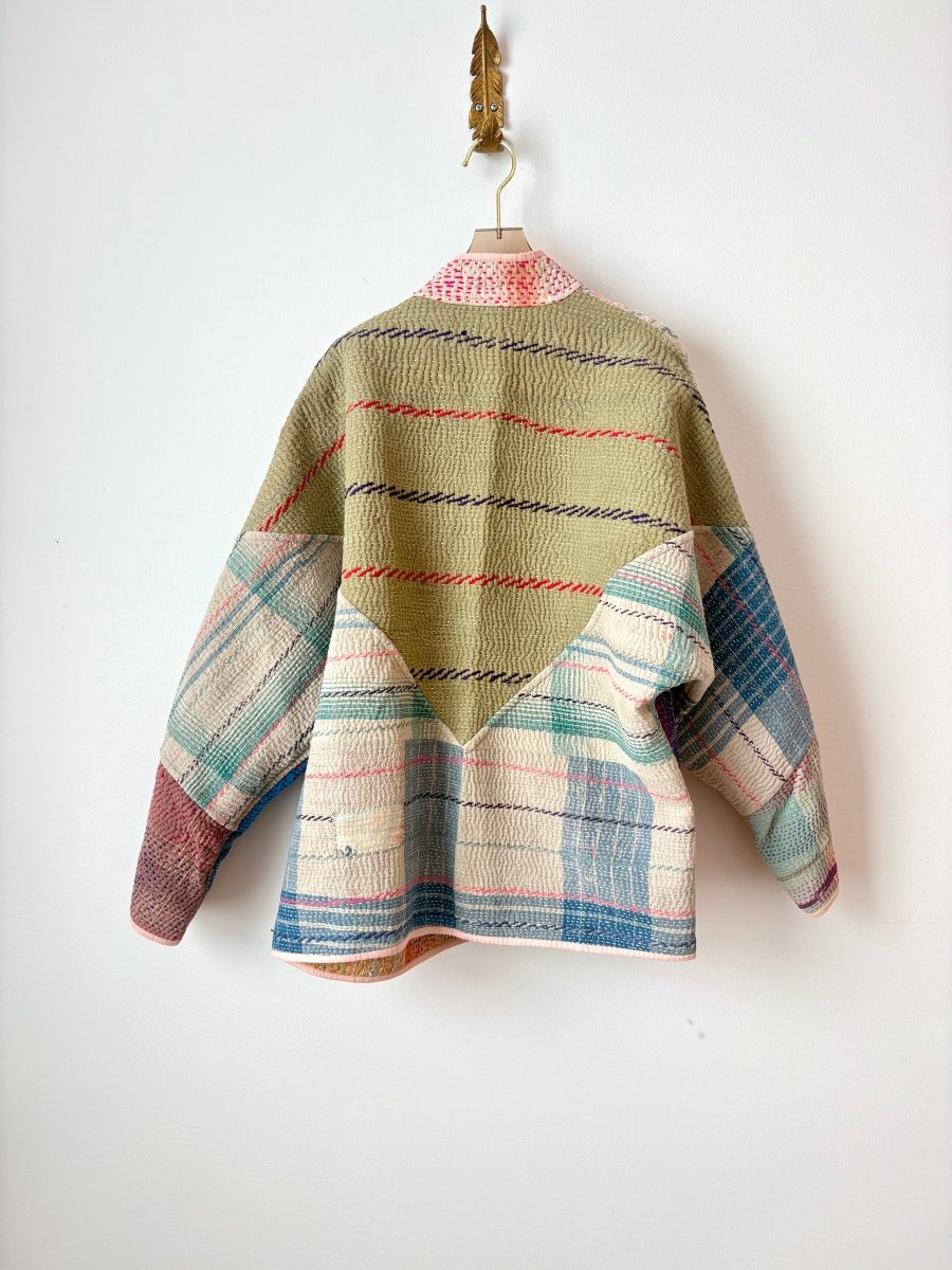 Reversible Ladhiya Quilted Jacket in Colors Pink, Blue, Orange, Tan & Purple, Blue, Clay, Baby Pink - Made X Hudson