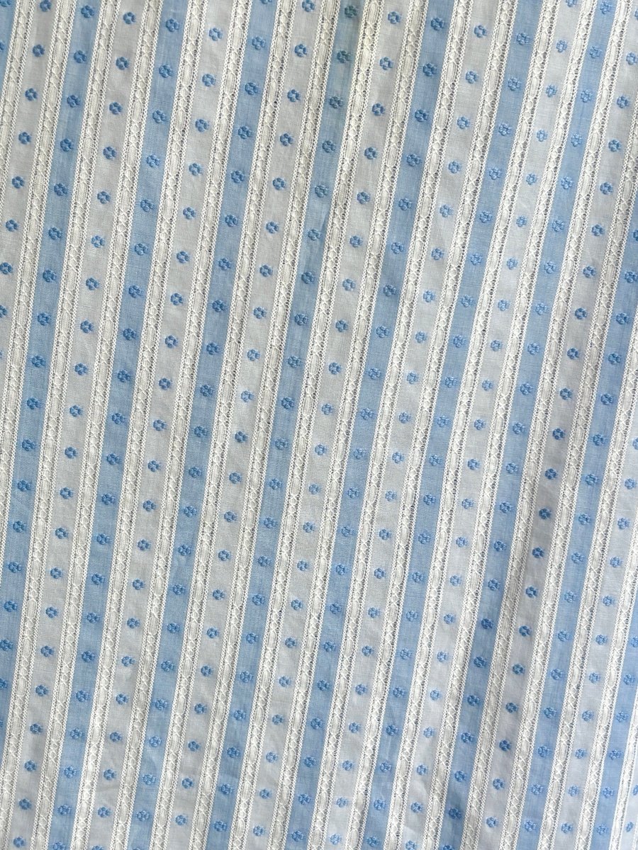 Blue and White Lace Striped Embroidered Chore Dress - Made X Hudson