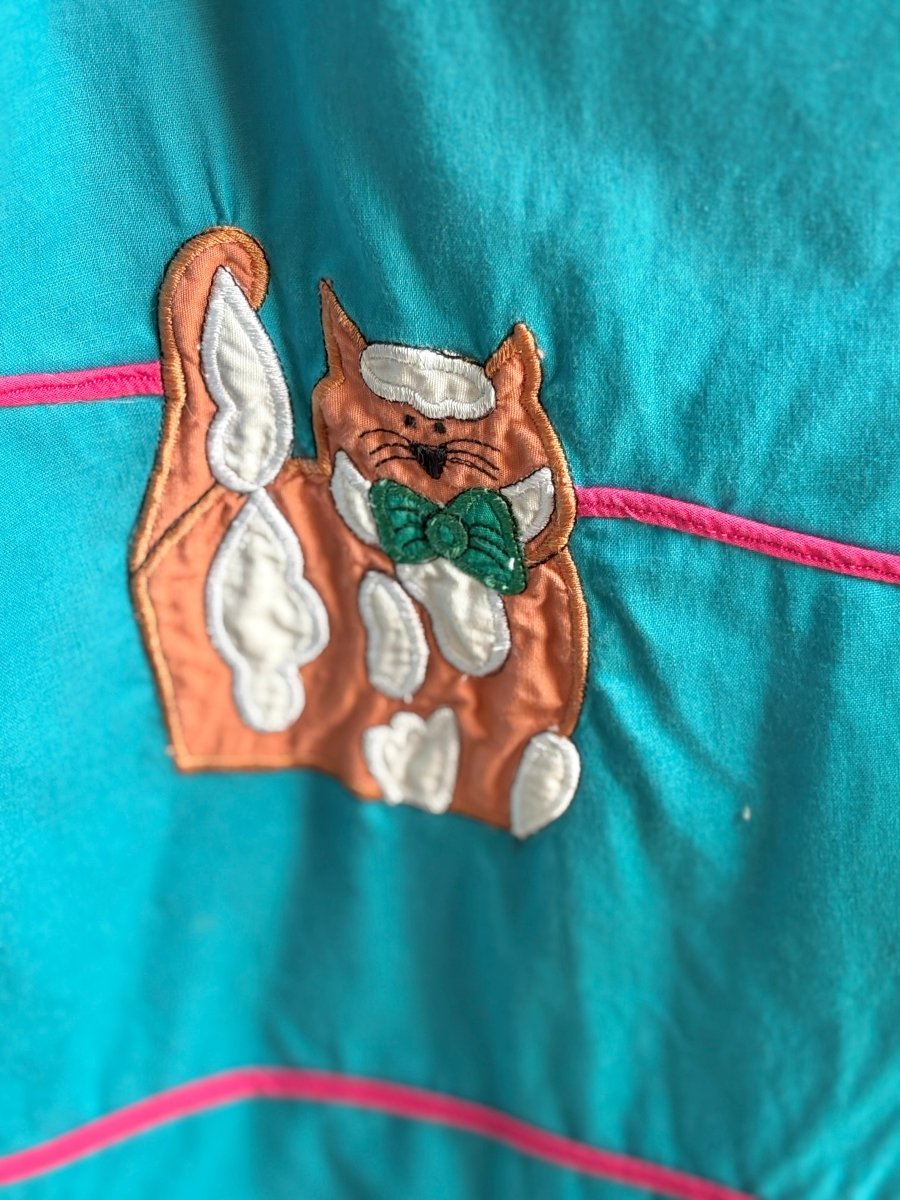 Teal Feline Dress (Vintage) - Made X Hudson