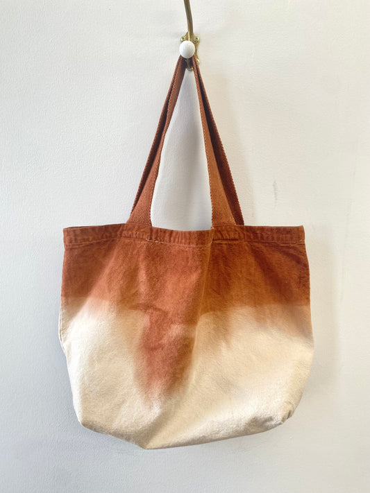 Organic Cotton Hand Dyed Tote 
(Ombré Rust)