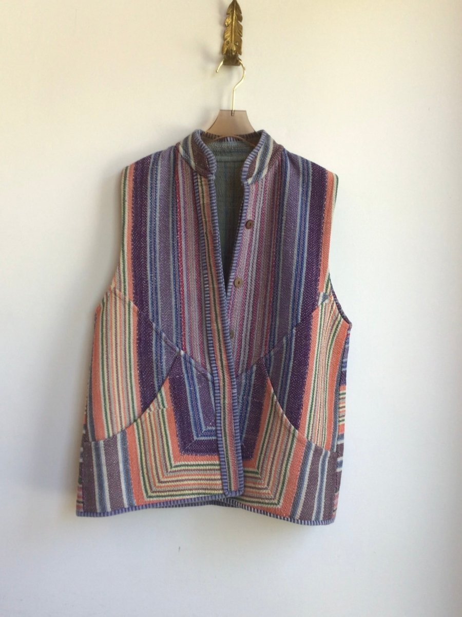 Reversible Ladhiya Quilted Vest in Colors Blue, Peach, Seafoam & Purple, Peach, Blue, Blush - Made X Hudson