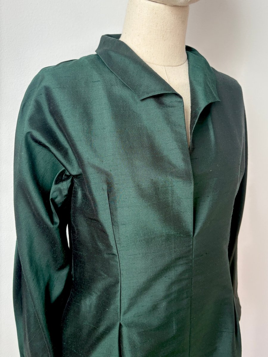 Ulrike Tunic in Emerald Silk Shantung - Made X Hudson