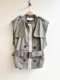 The Trench Vest | Stone Grey w/ Belt and White Zip (Reworked) - Made X Hudson