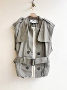 The Trench Vest | Stone Grey w/ Belt and White Zip (Reworked) - Made X Hudson