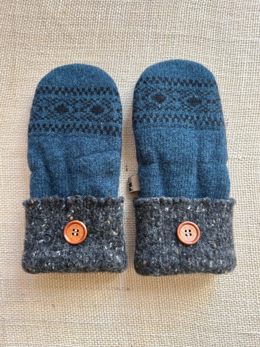 Navy, Black, Grey Tweed Women’s Wool Mittens - Made X Hudson