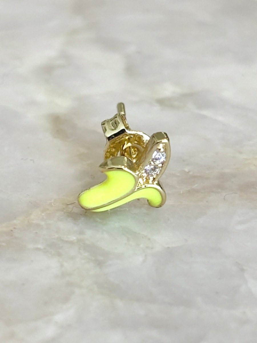14K Plated Peeled Banana Enamel Stud Earrings (Single) - Made X Hudson