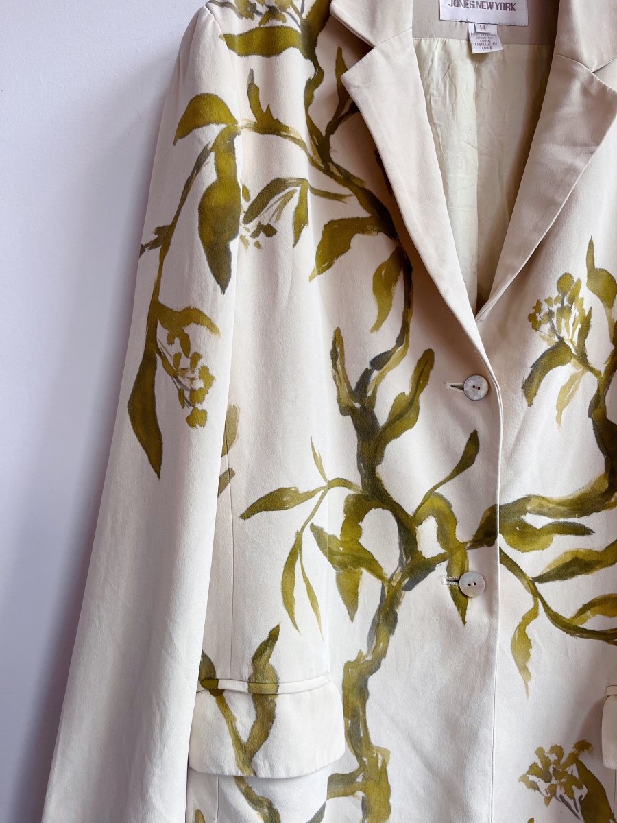 Hand Painted Jasmine Vine Silk Blazer (Reworked) - Made X Hudson