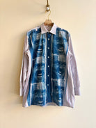 “Here’s Johnny!” Red and Blue Striped Button - Down Shirt | Cyanotype Print (Reworked) - Made X Hudson