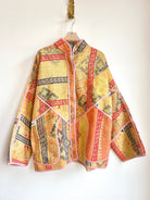 Reversible Ladhiya Quilted Jacket in Colors Mustard, Red, Blue, Orange & Dijon Yellow, Olive, Gold - Made X Hudson