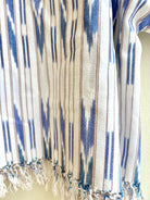 Denim and Bronze Vertical Ikat with Fringe | Picnic Top - Made X Hudson