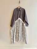 V - Line Shirtwaist Dress in French Lilac Stripe and Grey Paisley (Reworked) - Made X Hudson