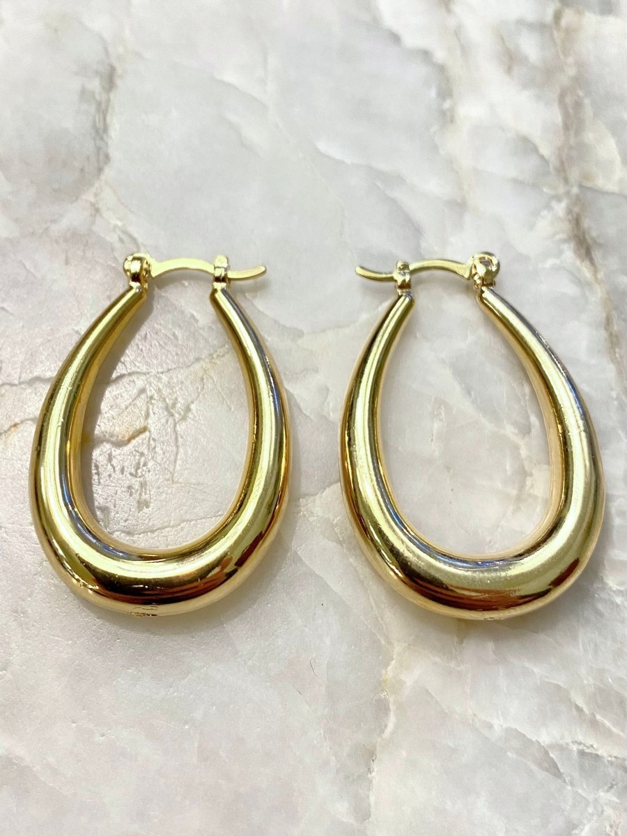 18K Gold Filled Puffy Oval Hoops - Made X Hudson