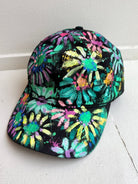 "Ivy" Black Baseball Cap w/ Lime Neon Flowers | Hand Painted - Made X Hudson