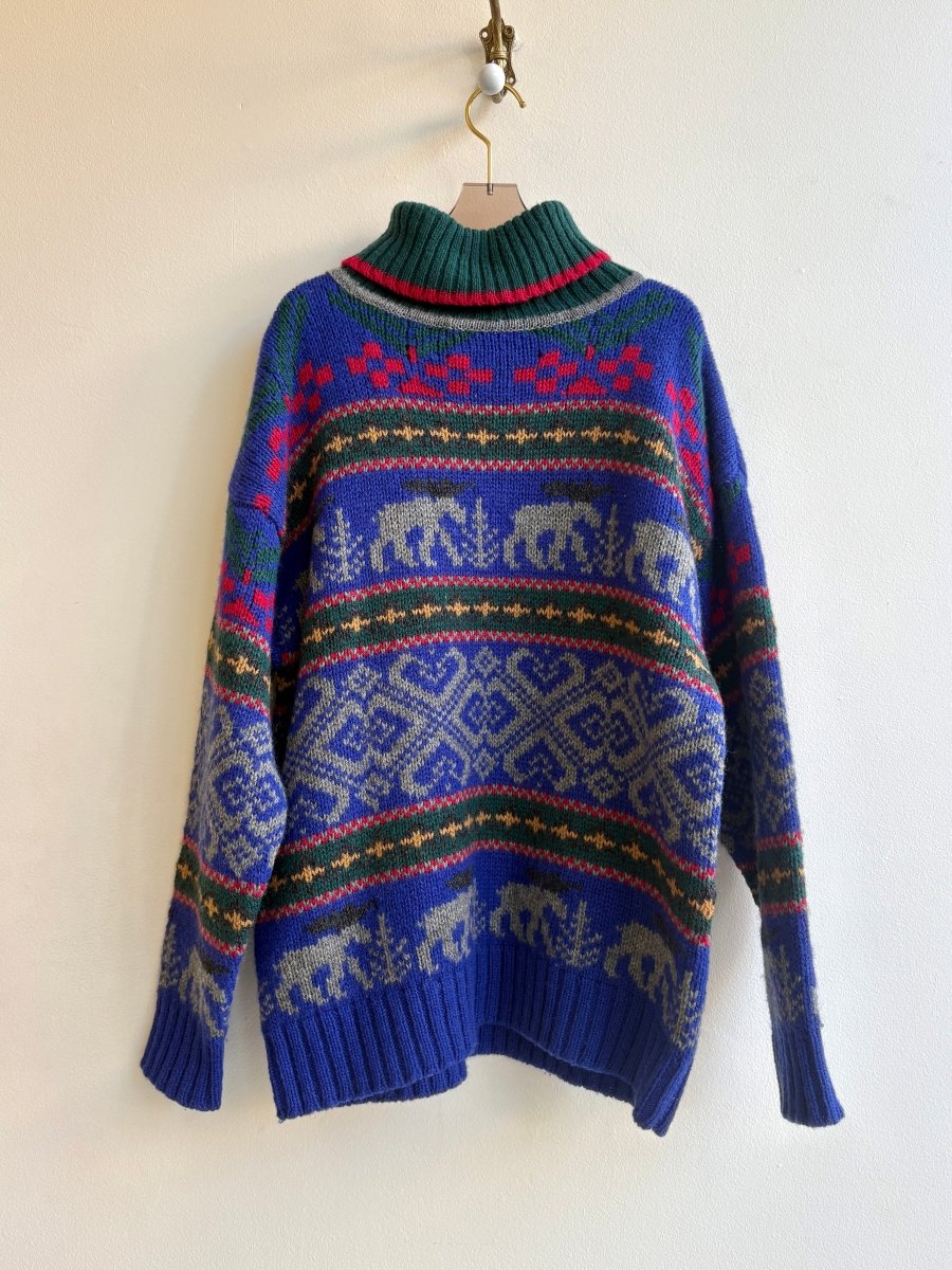 Eddie Bauer | Forest Green, Red, Blue Moose Sweater (Vintage) - Made X Hudson