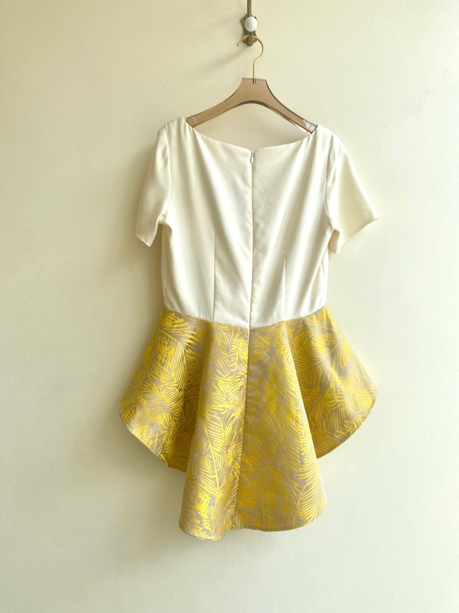 Silk Palm Leaf Print Peplum Top - Made X Hudson