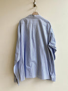 Tiny Print Button Up in Blue Pin Stripe Crop | Block Printed (Reworked) - Made X Hudson