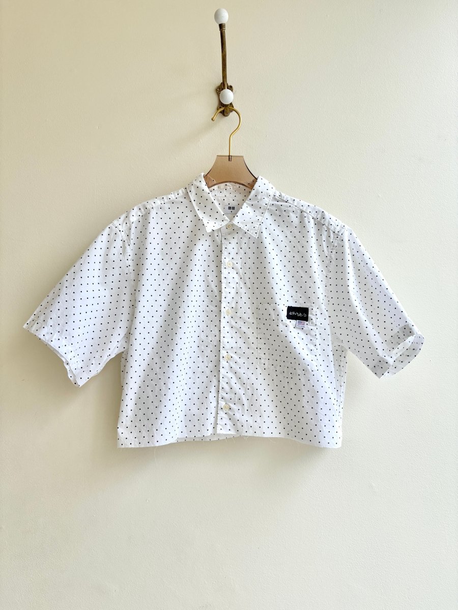 Black and White Polka Dot Short Sleeve Annette Crop Top (Reworked) - Made X Hudson