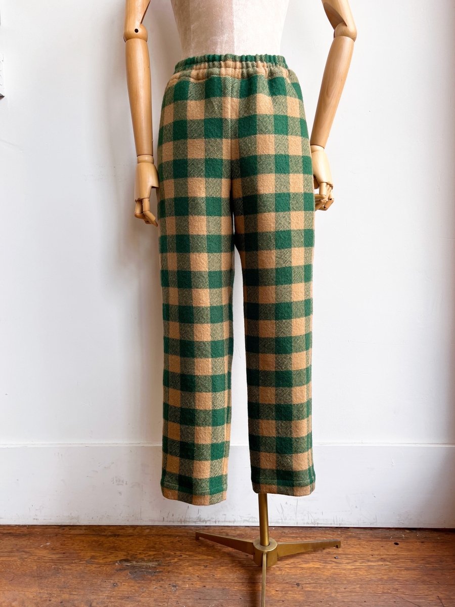 Camel and Green Gingham Wool Joggers - Made X Hudson