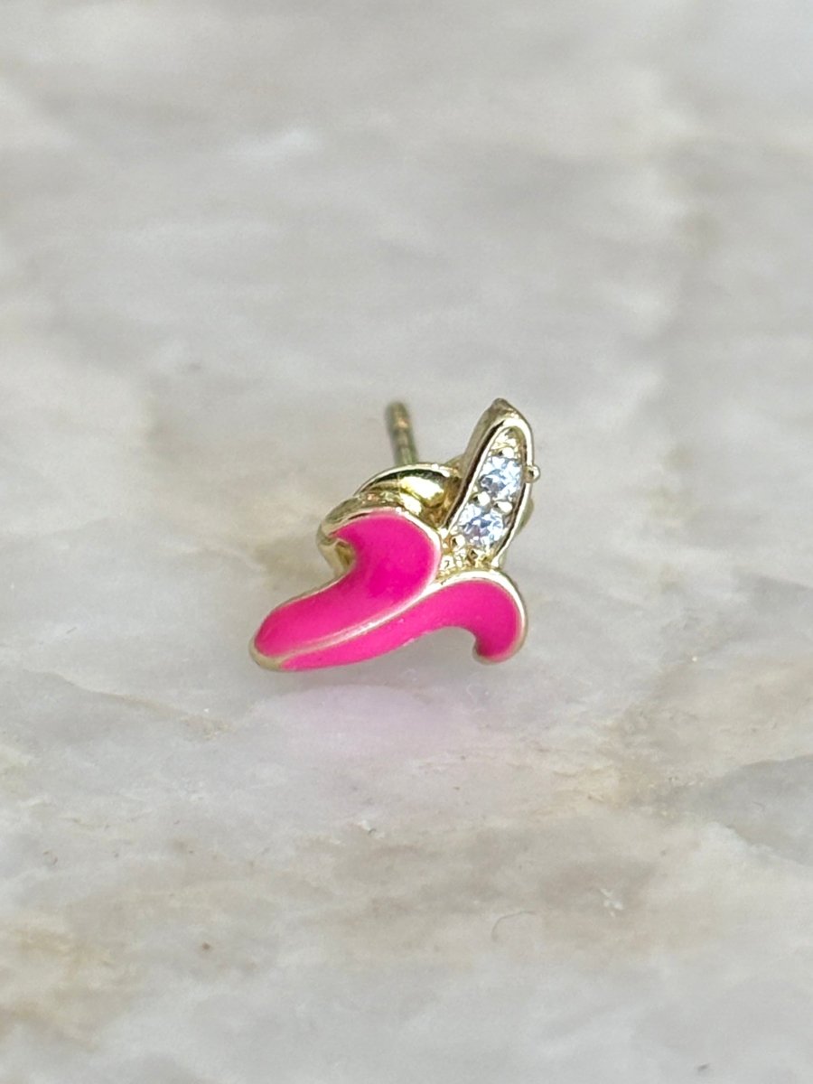 14K Plated Peeled Banana Enamel Stud Earrings (Single) - Made X Hudson