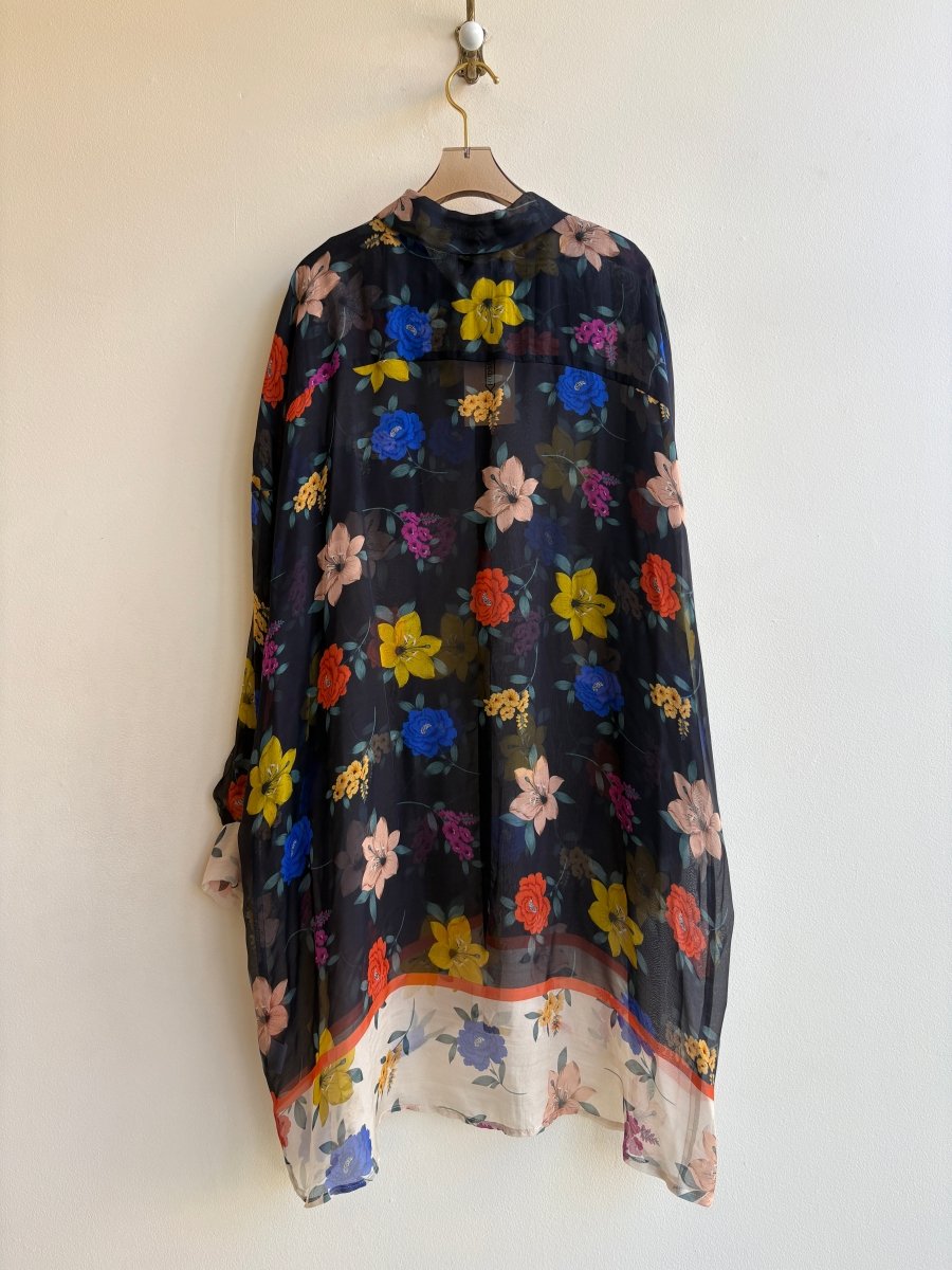 Jade | Sheer Floral Shirt With White Trim (Vintage) - Made X Hudson