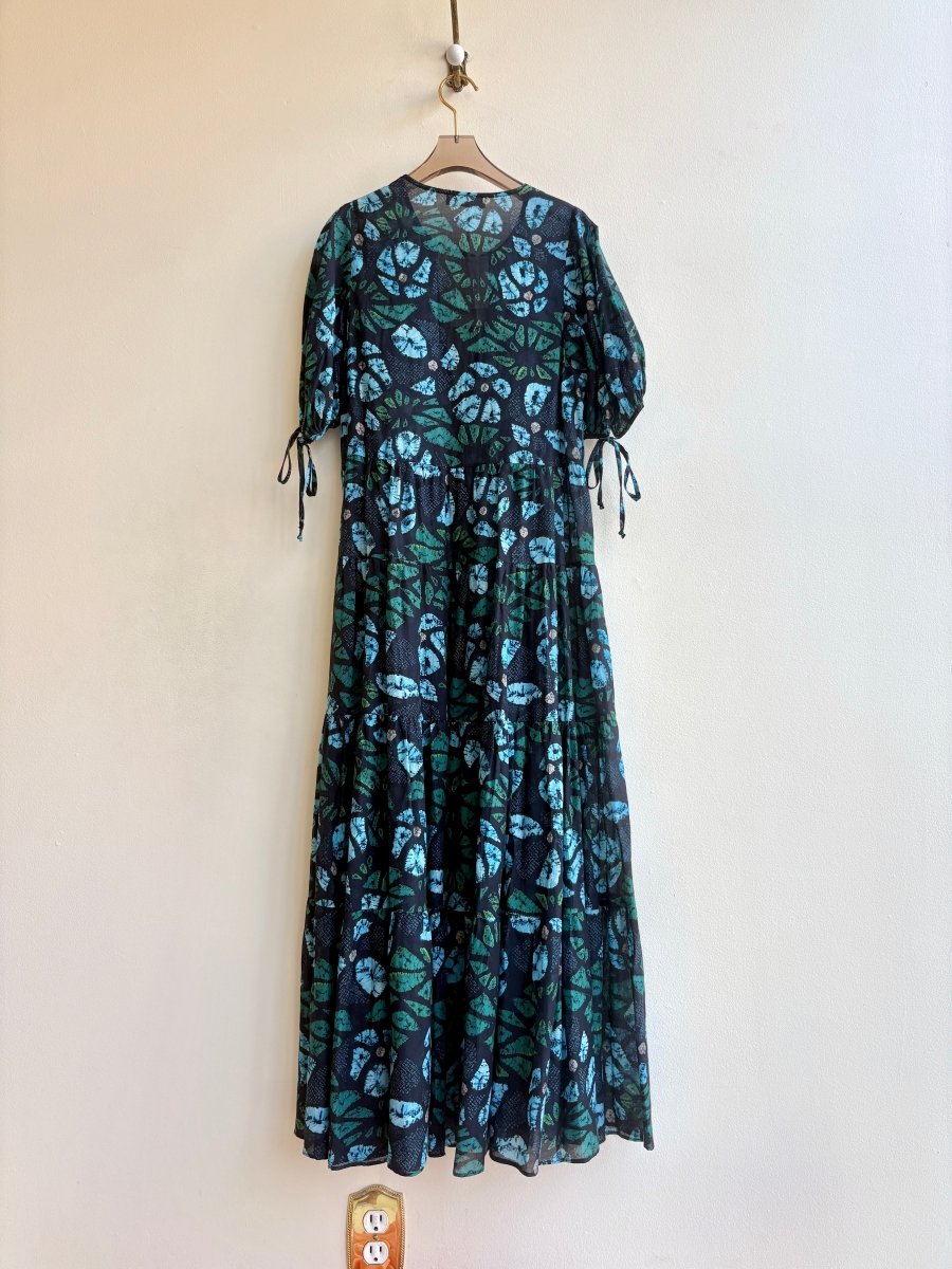 Ulla Johnson | Dark Blue Shibori Tile Sheer Maxi Dress (Vintage) - Made X Hudson