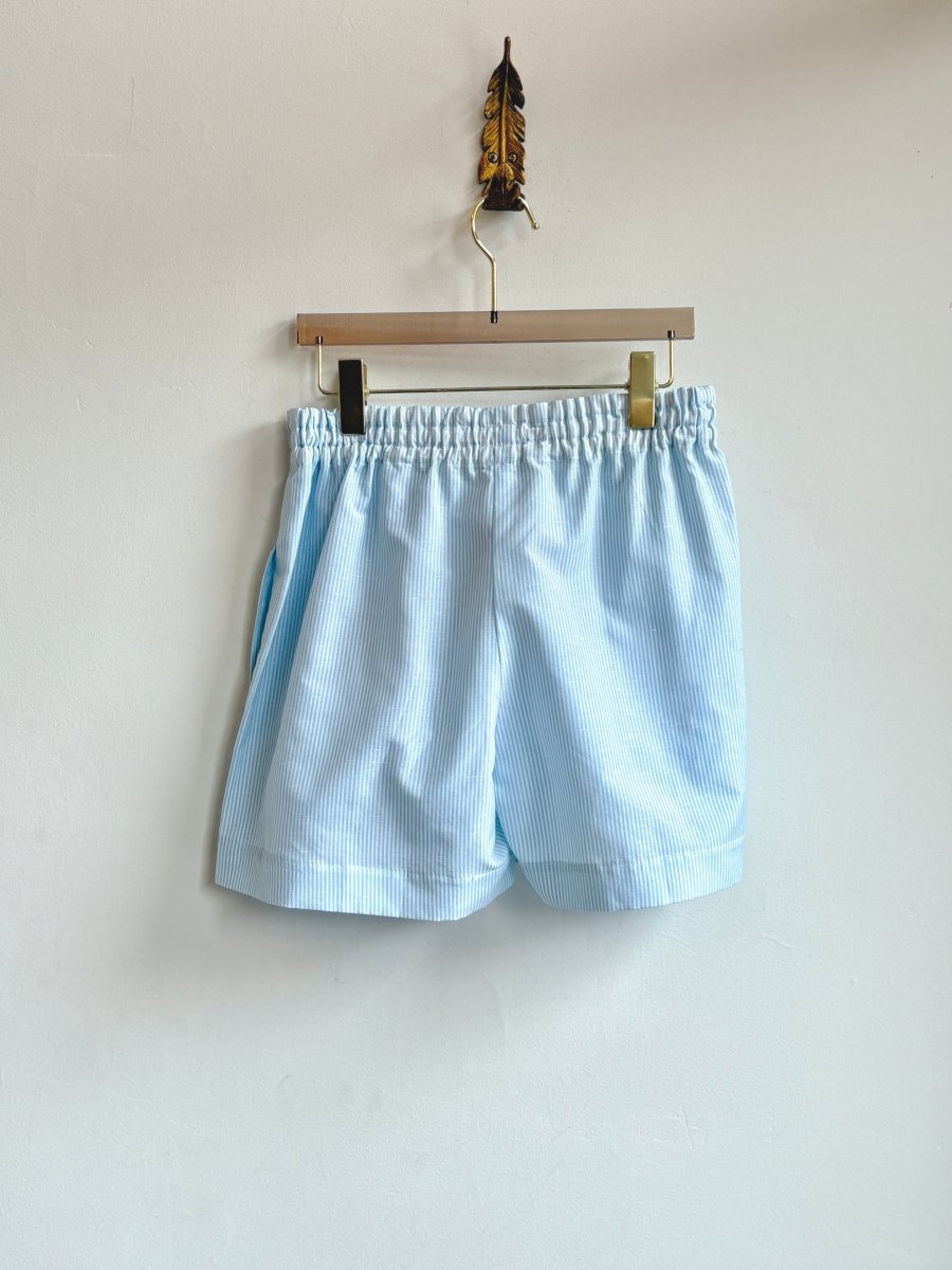 Blue and White Mini - Stripe Town Shorts - Made X Hudson