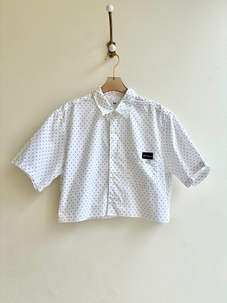 Black and White Polka Dot Short Sleeve Annette Crop Top (Reworked) - Made X Hudson