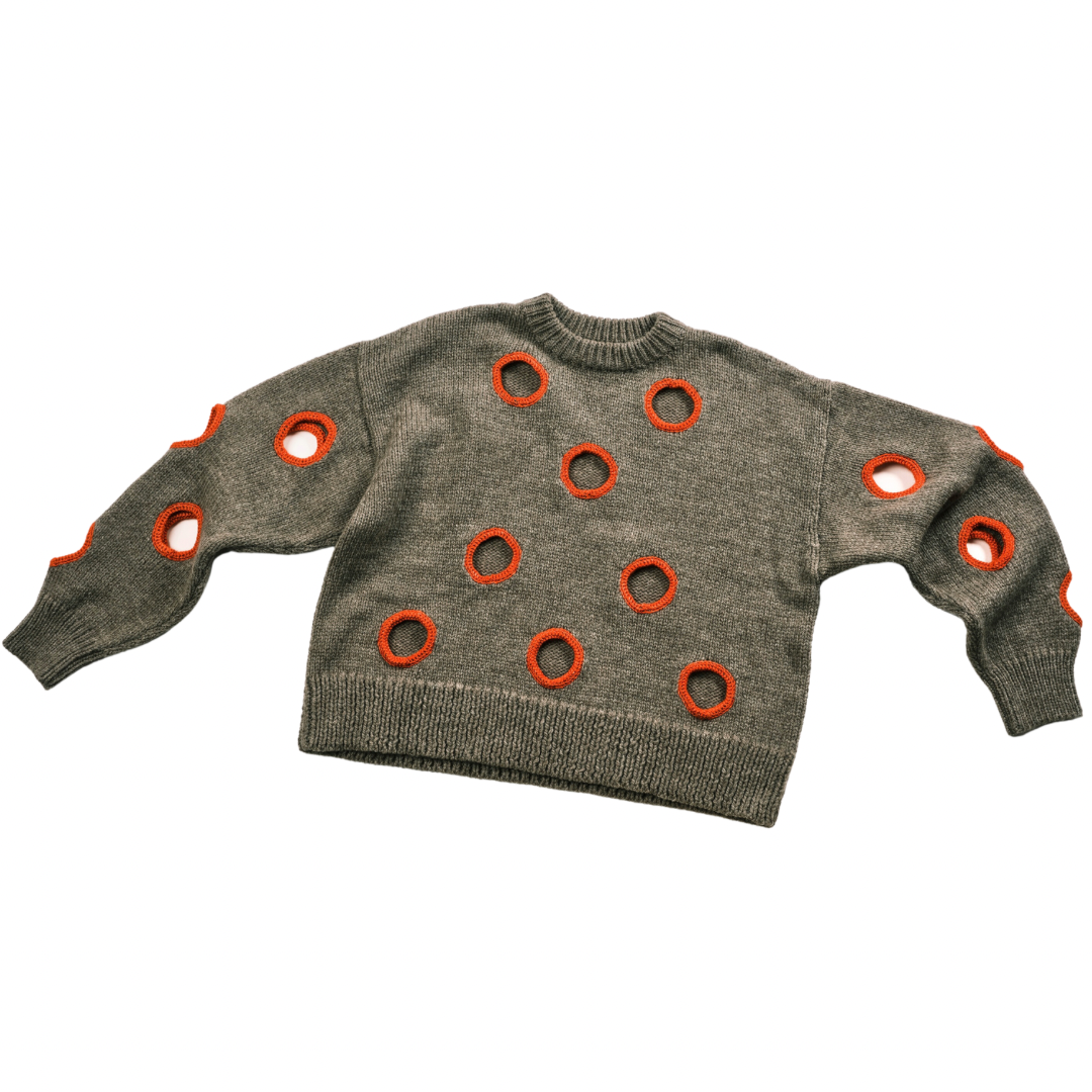 Brown & Orange Hole Knit Sweater