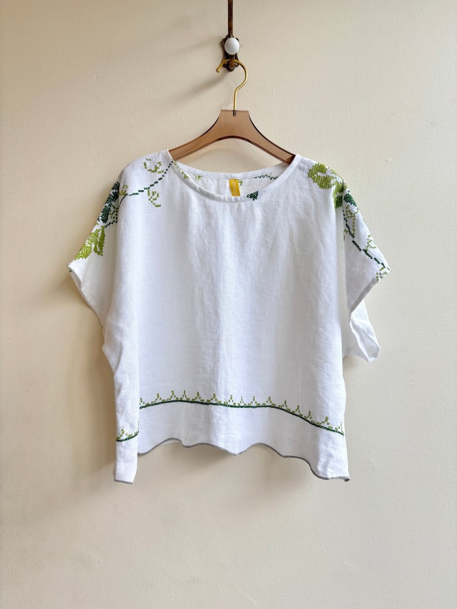 Green Embroidered Picnic Top - Made X Hudson