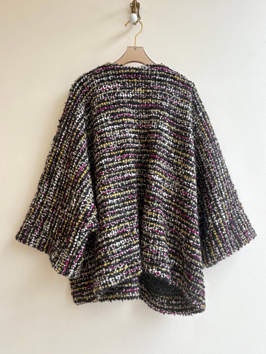 Black, Yellow, and Magenta Woven Dolman Sweater Jacket - Made X Hudson