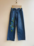 "Maria" Blue Denim Flower Jeans | Hand Painted (Reworked) - Made X Hudson