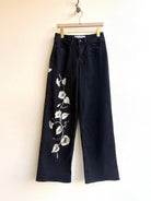 Black Denim Morning Glory Bleach Painted Pants (Reworked) - Made X Hudson