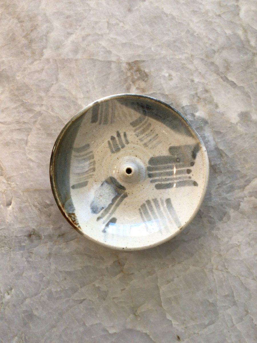 White with Blue/Grey Accent Incense Holder - Made X Hudson