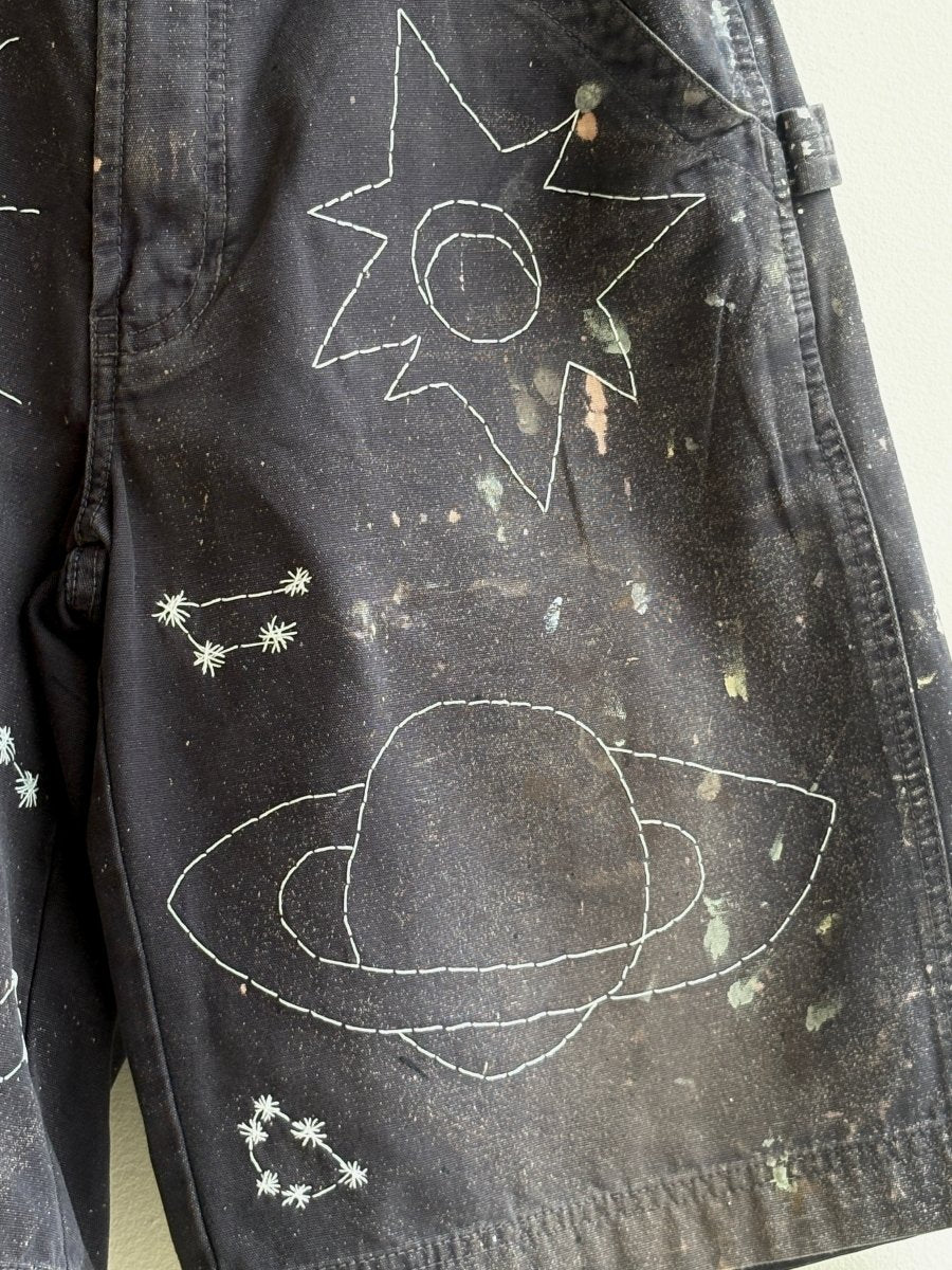 Galaxy Hand Embroidered Black Shorts (Reworked) - Made X Hudson