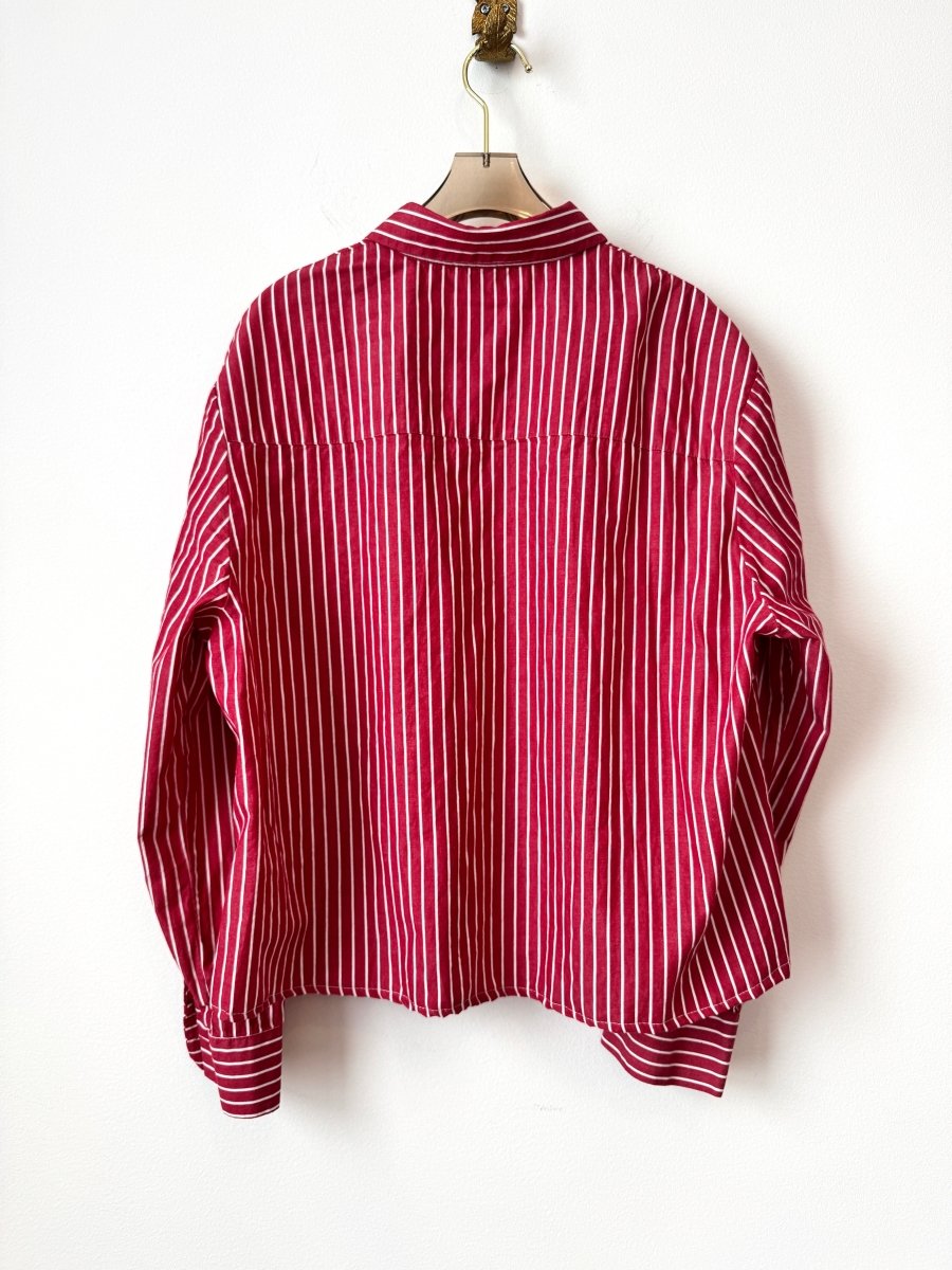 The Vale Shirt in Hot Red and White Pin Stripe (Reworked) - Made X Hudson