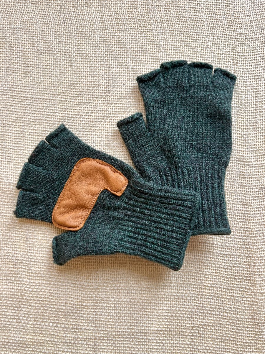 Fingerless Wool Gloves w/ Leather Palms | Womens One Size (Multiple Colors) - Made X Hudson
