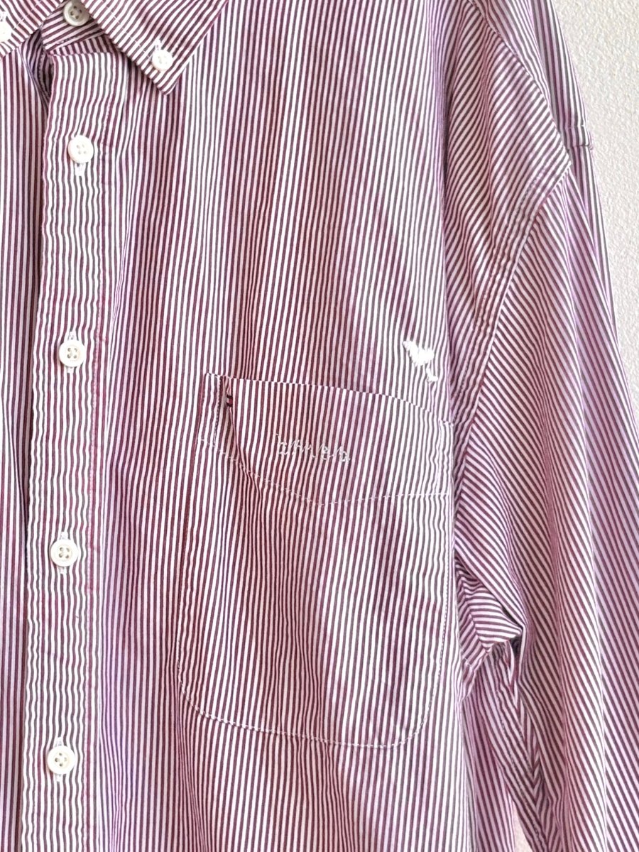 Red Micro Stripe Everyday Button Down with Embroidered Hearts (Reworked) - Made X Hudson