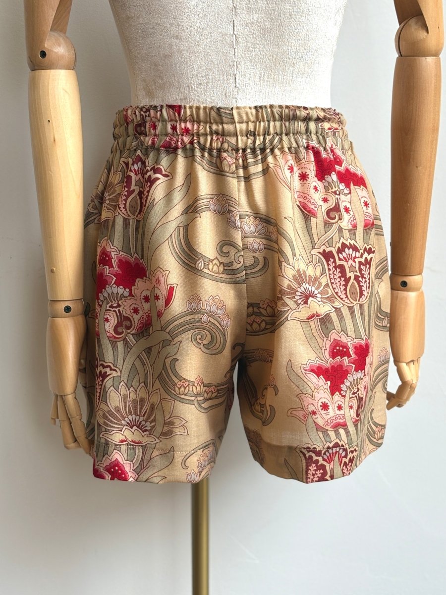 Silk Art Nouveau Floral Print Town Shorts - Made X Hudson