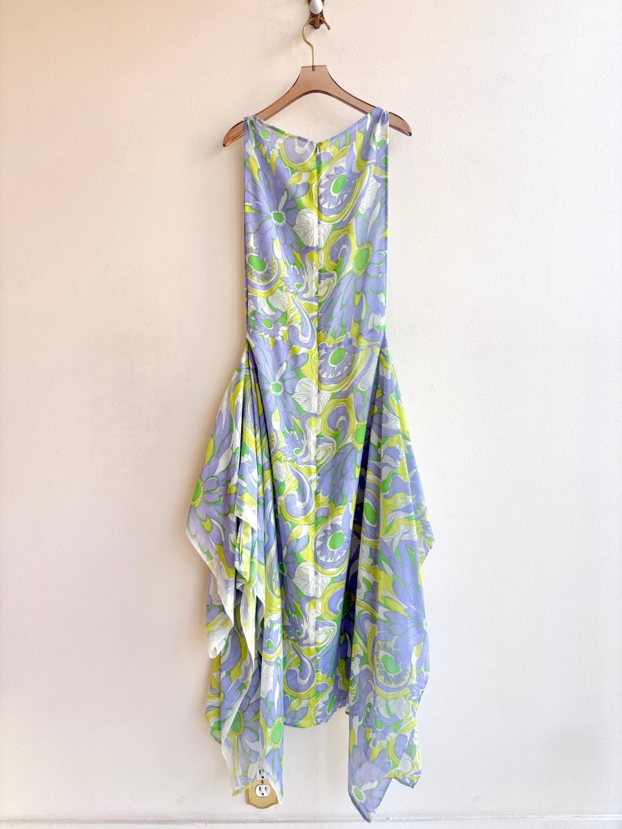 Zero - Waste Dress in Lavender and Citron Flower Sketch - Made X Hudson