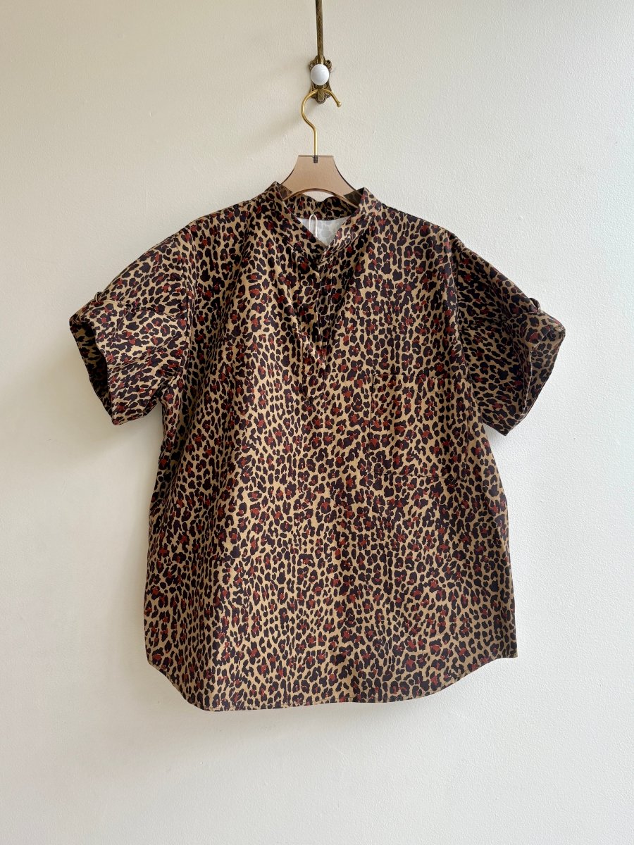 Cotton Blend Leopard Print Short Sleeve Shirt - Made X Hudson