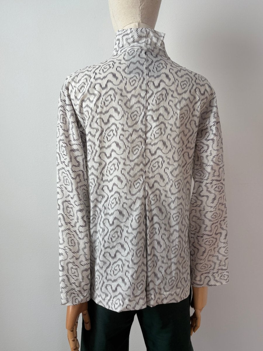 Ulrike Blouse in White Ink Swirl Print - Made X Hudson