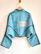 Reversible Kaira Quilted Cropped Jacket in Colors Pool Blue, Hot Pink & Teal, Hot Pink - Made X Hudson