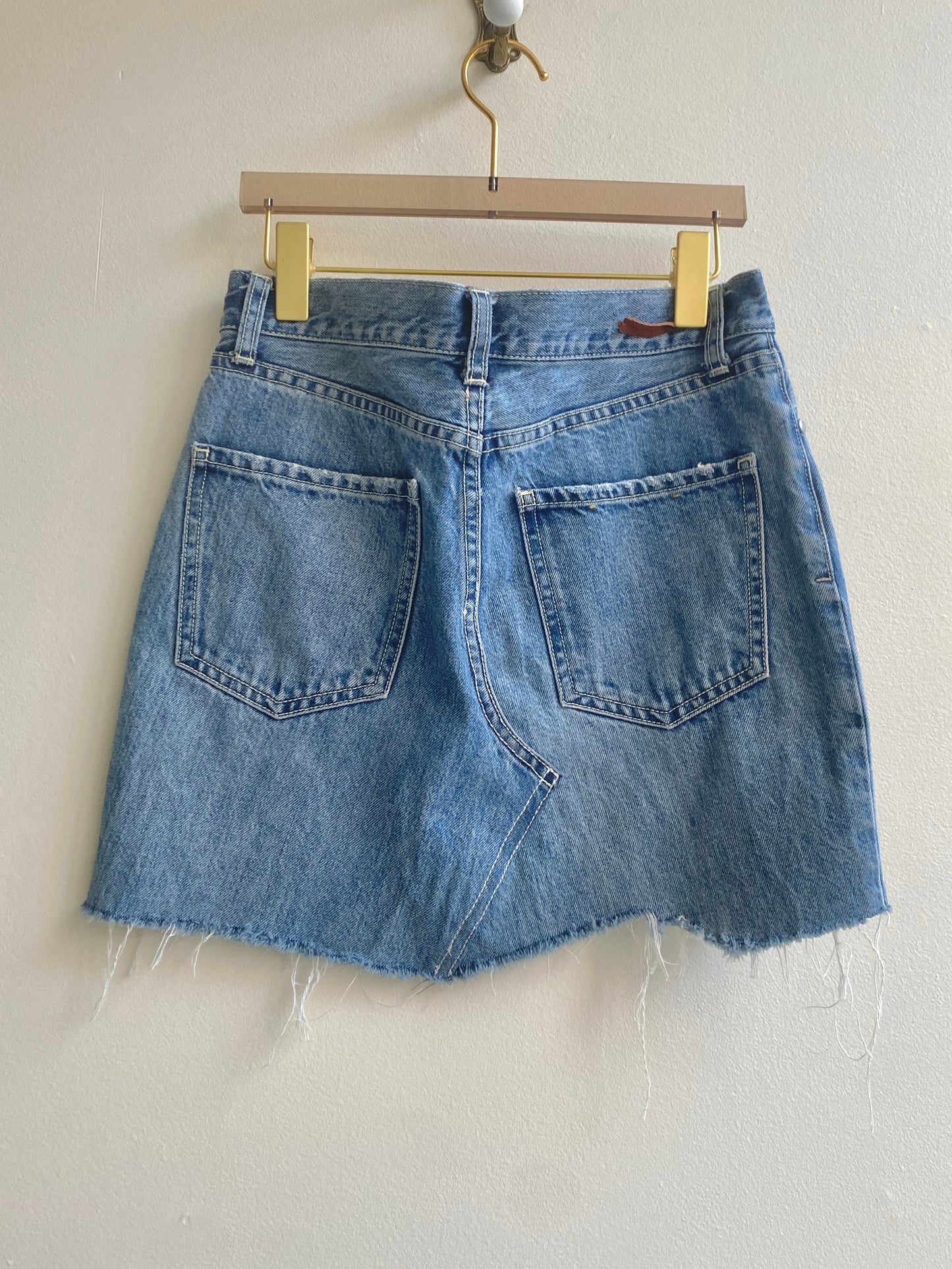 Upcycled Raw Hem Denim Skirt (Reworked)