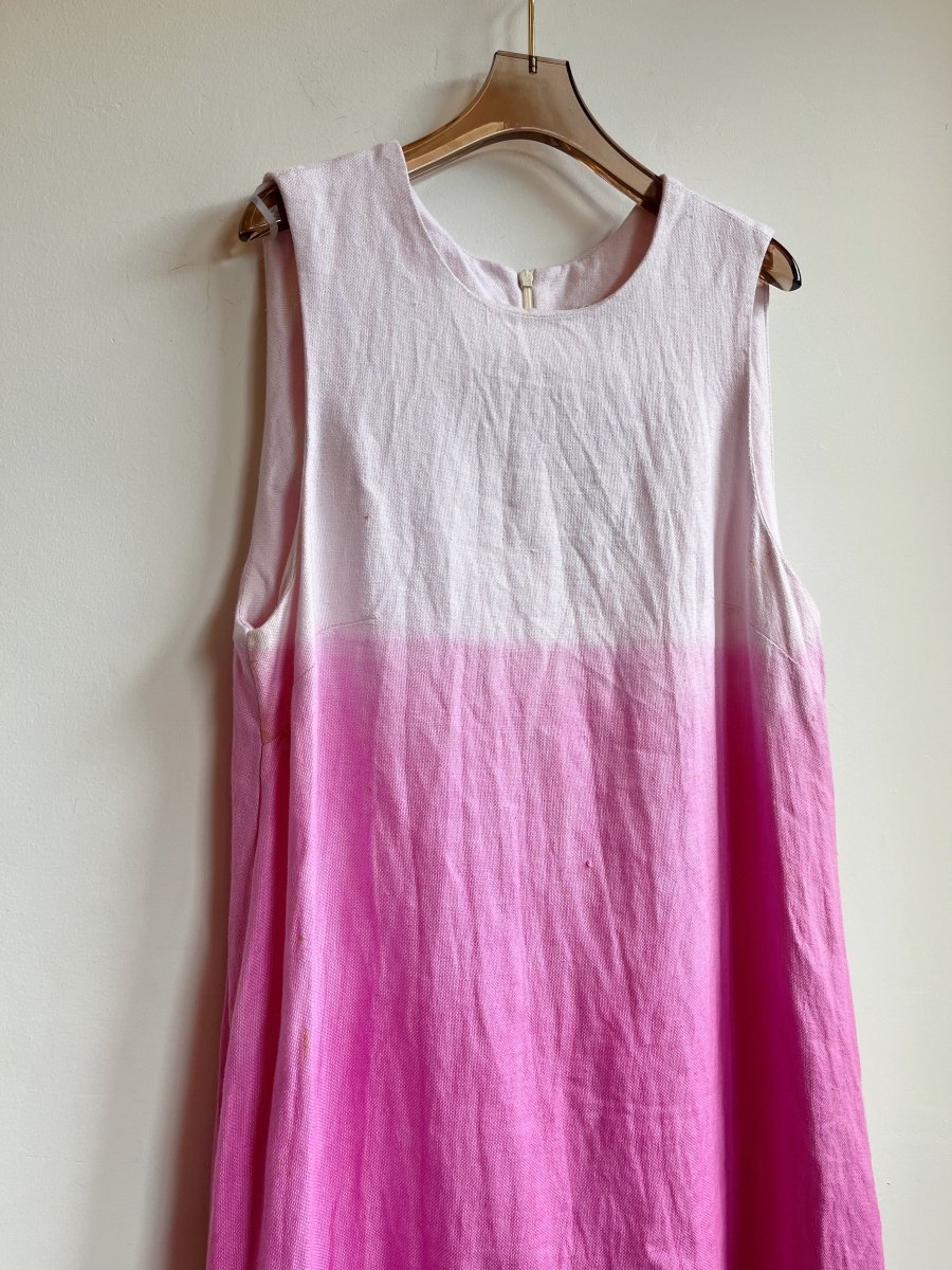Pink Ombre Dyed Organic Linen Chore Dress - Made X Hudson