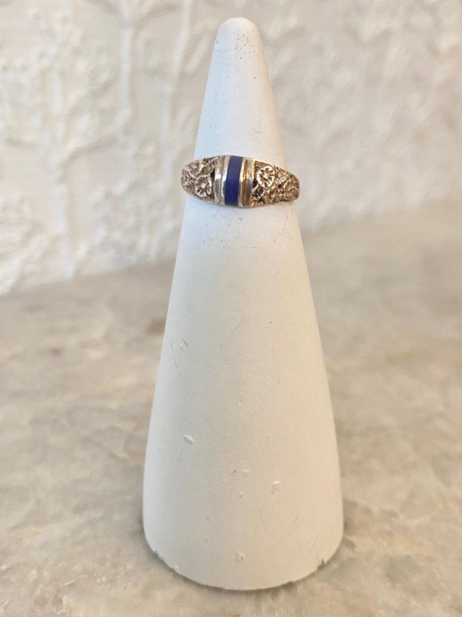 Sterling Silver Enamel & Violets Ring (Vintage) - Made X Hudson