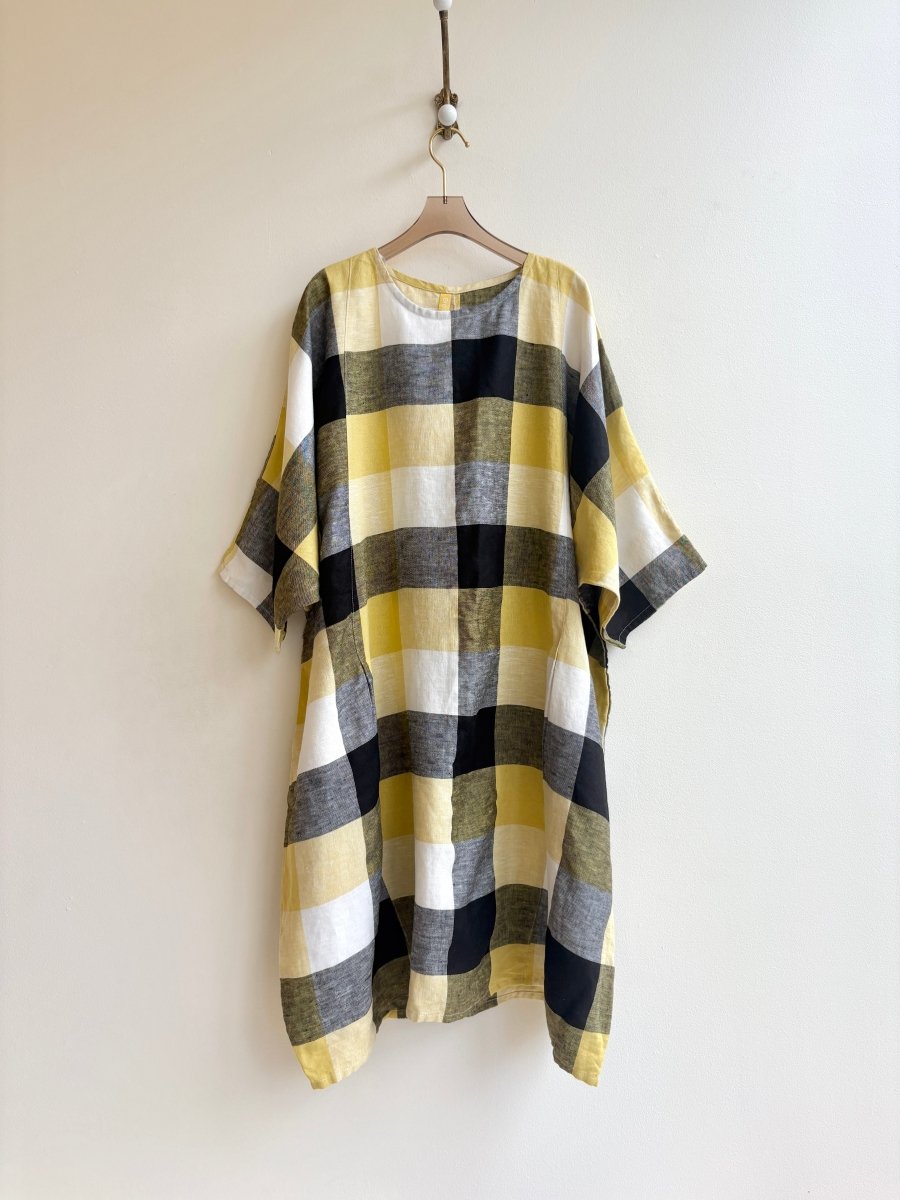 Black & Yellow Big Checkered Gallery Dress - Made X Hudson