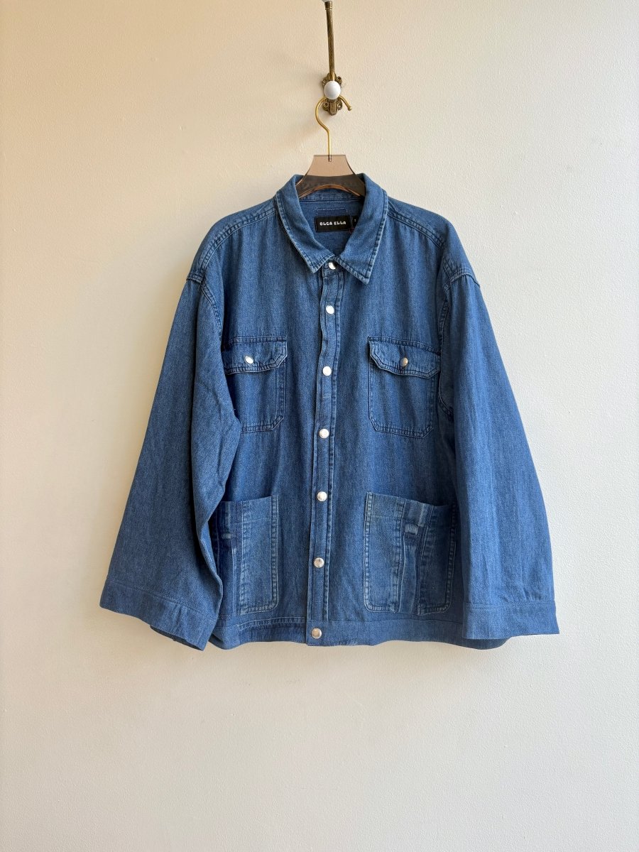 Diamond Patched Back Denim Shirtjacket (Reworked) - Made X Hudson