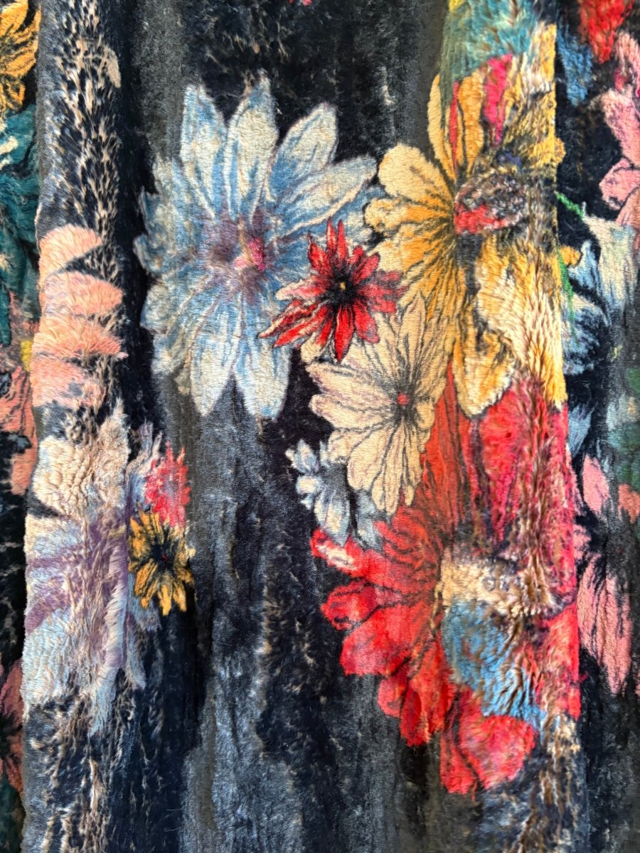 Faux Fur Floral Chore Dress w/ Flutter Sleeve - Made X Hudson