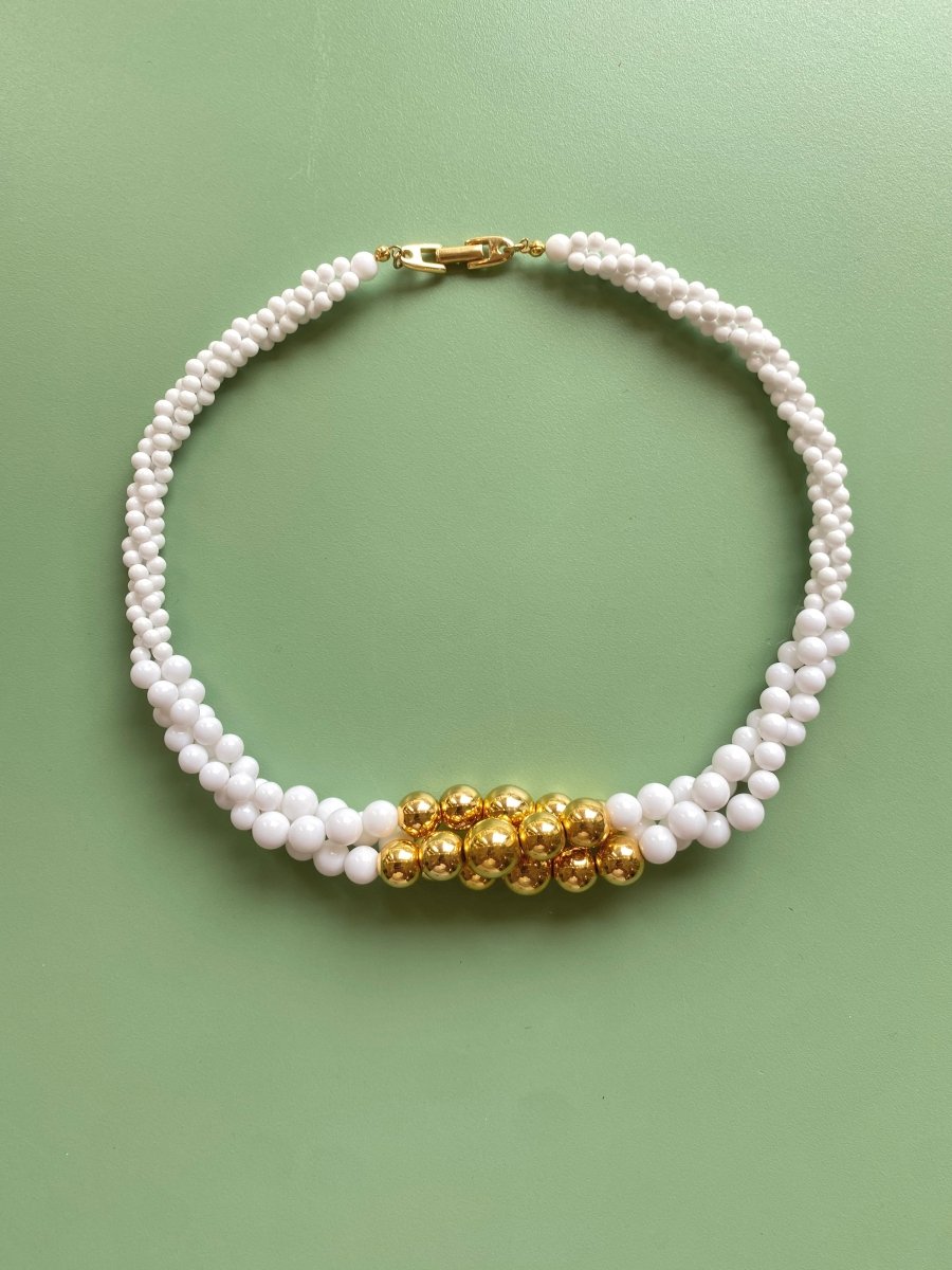 White & Gold Pearl Necklace - Made X Hudson